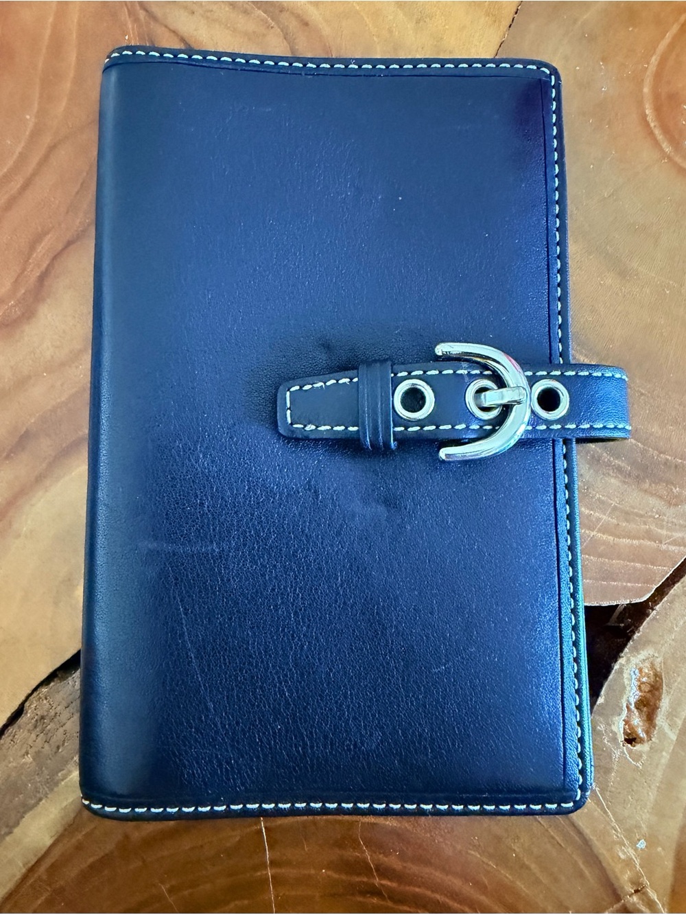 Vintage Soho Coach Black Leather Buckle Card/Photo Holder